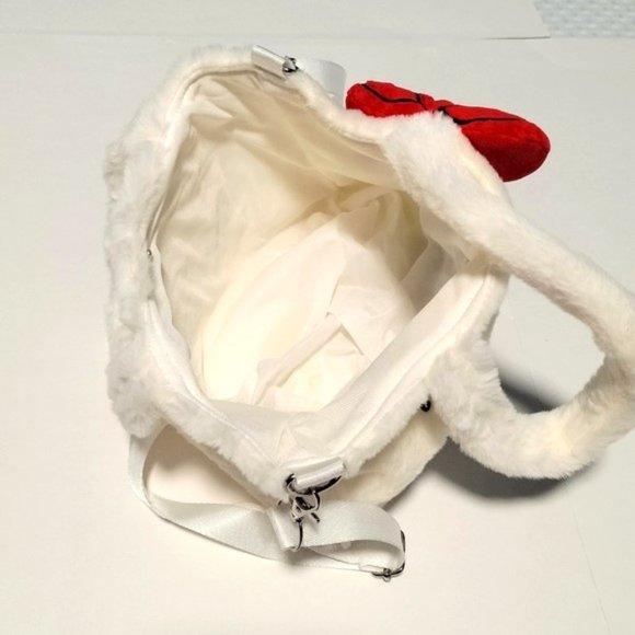 Purse Hello Kitty Embroidered Plush Sanrio Fur Fuzzy Crossbody Bag Kawaii Bow - Picture 4 of 5
